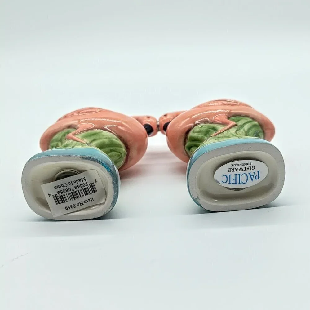 Pacific Giftware Pink Flamingo Ceramic Salt Pepper Magnetic Shakers